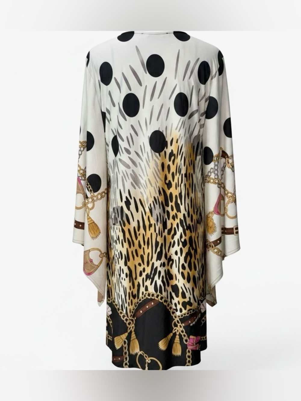 Ashley Stewart Polka Dot & Leopard Open Front Tunic w/ Bell Sleeves, Size 22/24 - Picture 4 of 5